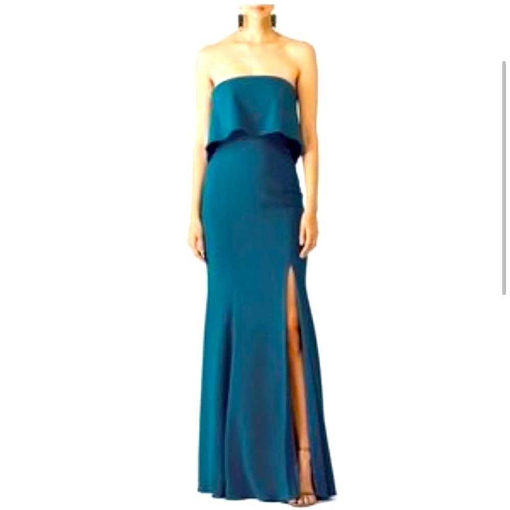 Jay Godfrey Clark Dress strapless  teal floor length gown size 2